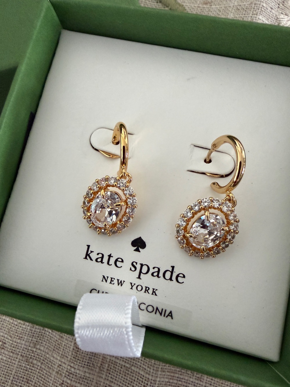 kate spade Gold Crystal Halo Drop Earrings - Gold